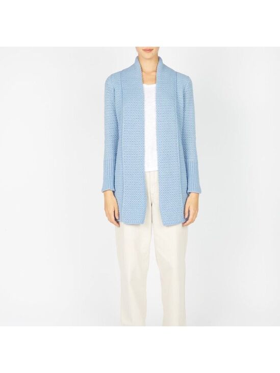 Irelandseye Sweaters - Irelandseye 100% Virgin Wool Chunky Knit Pale Blue Cardigan Size Small EUC